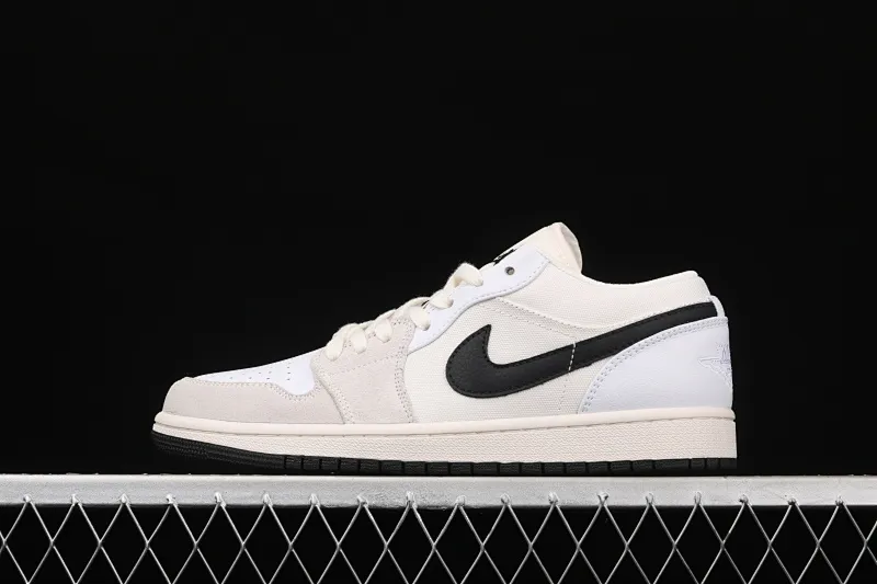 All categories Air Jordan Jordan series basketball shoes Air Jordan 1 Low Air Jordan AJ1 Low AJ1 Joe 1 low white and black canvas splicing DC3533-100